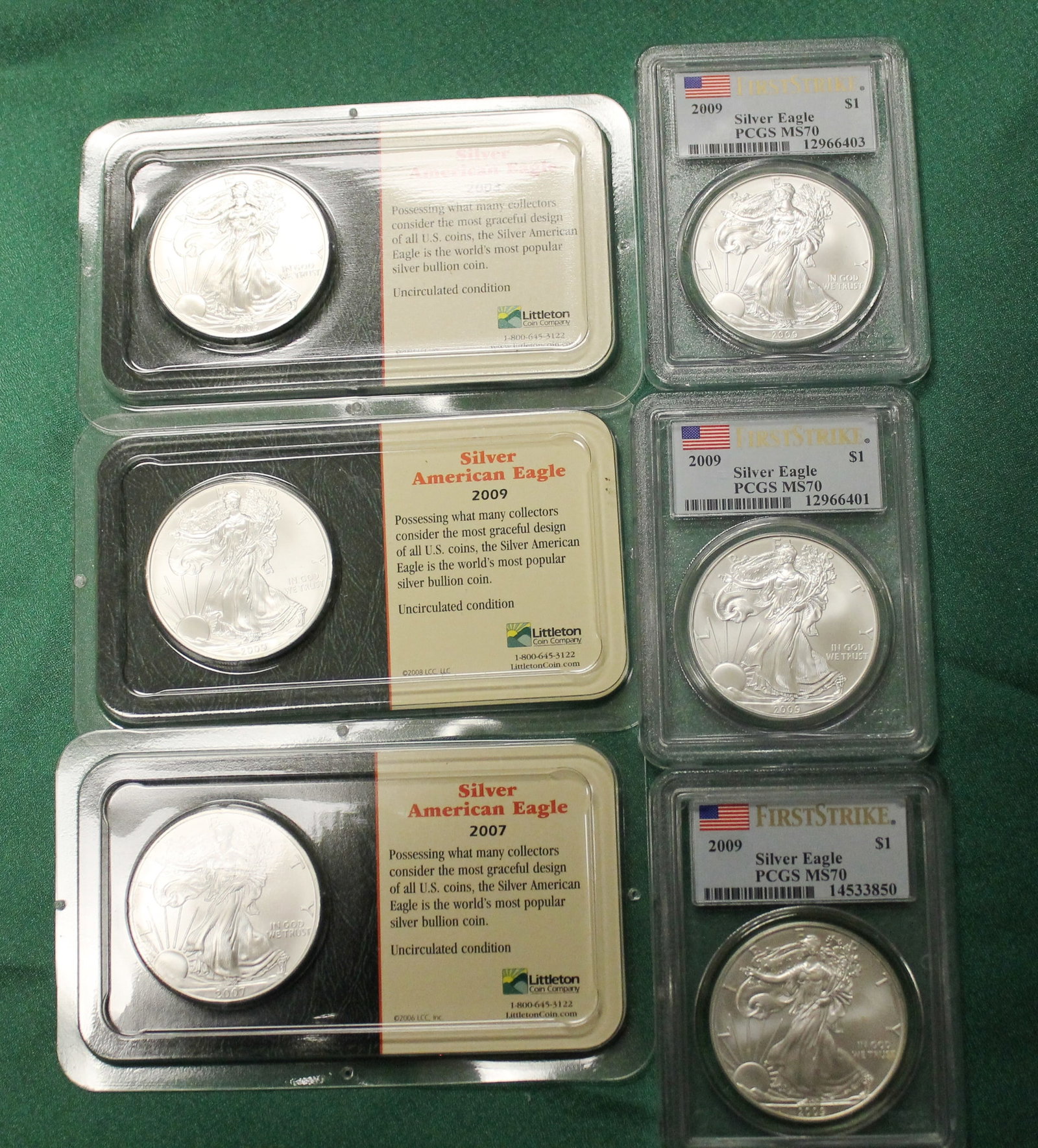 22 U.S. MINT EAGLE/LIBERTY SILVER UNCIRCULATED DOLLAR COINS - . (1 of 5)