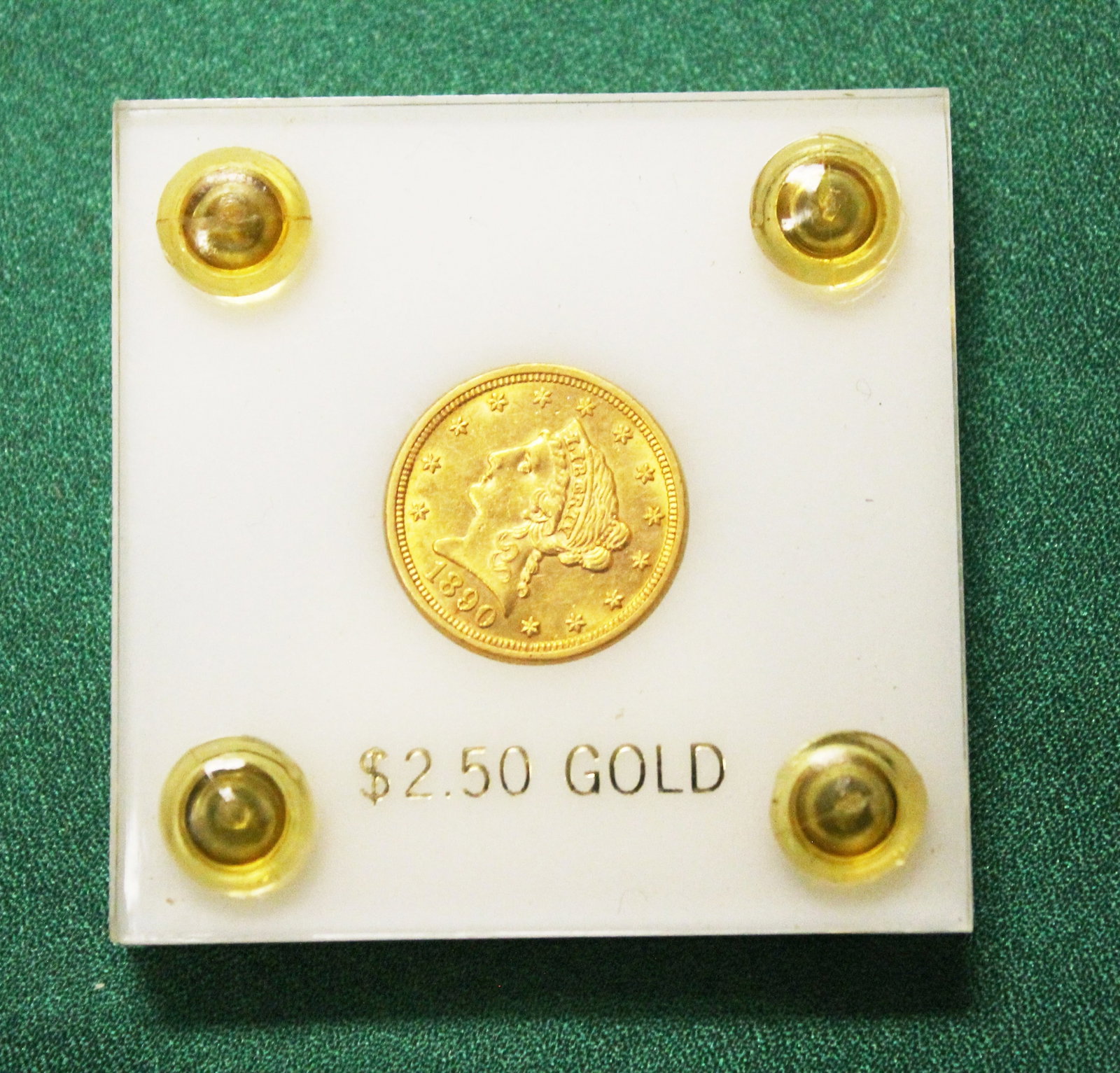 U.S. LIBERTY HEAD 2 1/2-DOLLAR GOLD COIN, 1890 - .: U.S. LIBERTY HEAD 2 1/2-DOLLAR GOLD COIN, 1890 Informally graded XF-AU