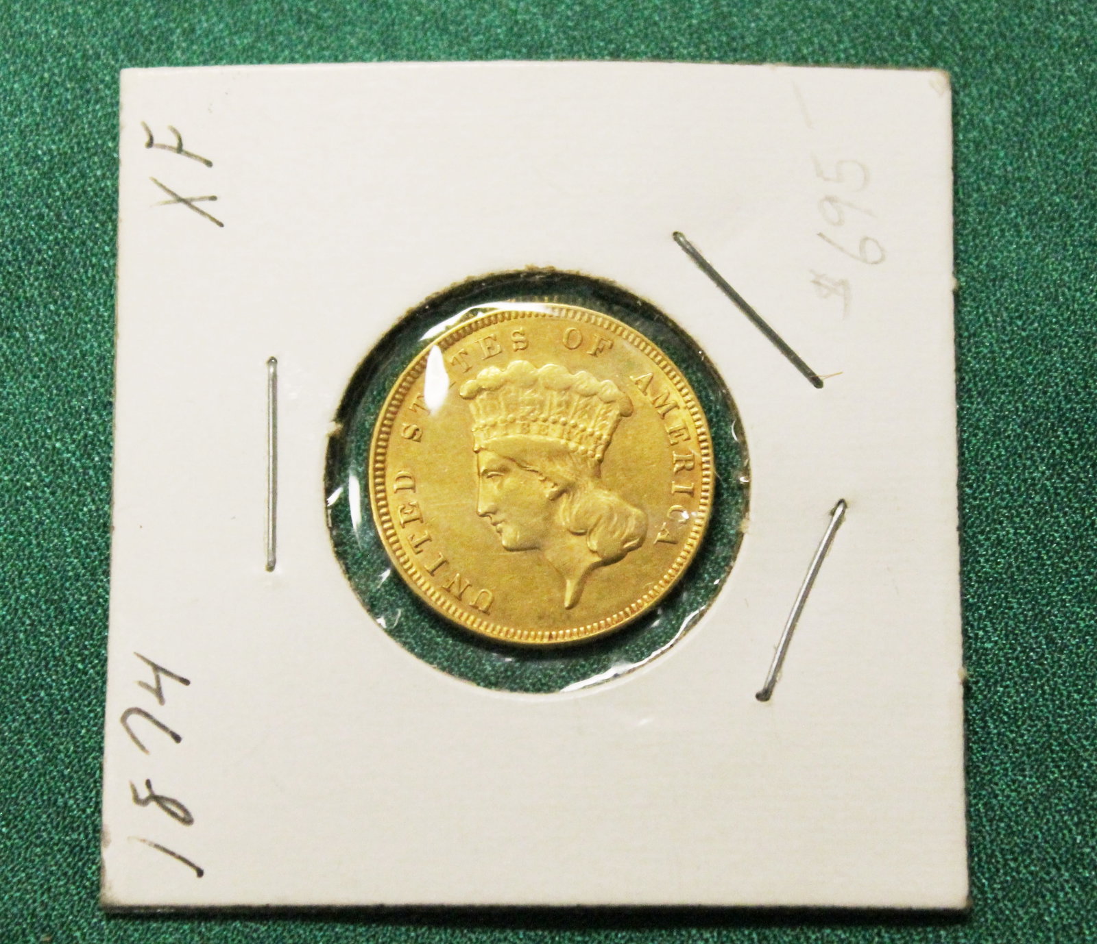 U.S. THREE-DOLLAR GOLD COIN, 1874 - . (1 of 2)