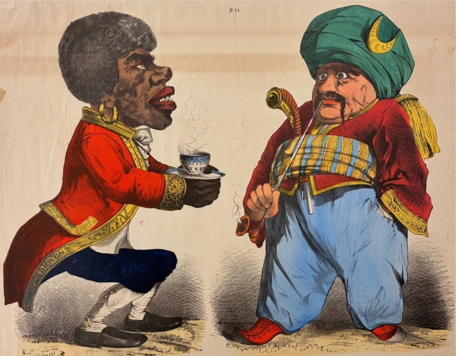 Black Servant Offering Coffee to a Turkish Sultan 19th century - 14 x 17". (1 of 10)