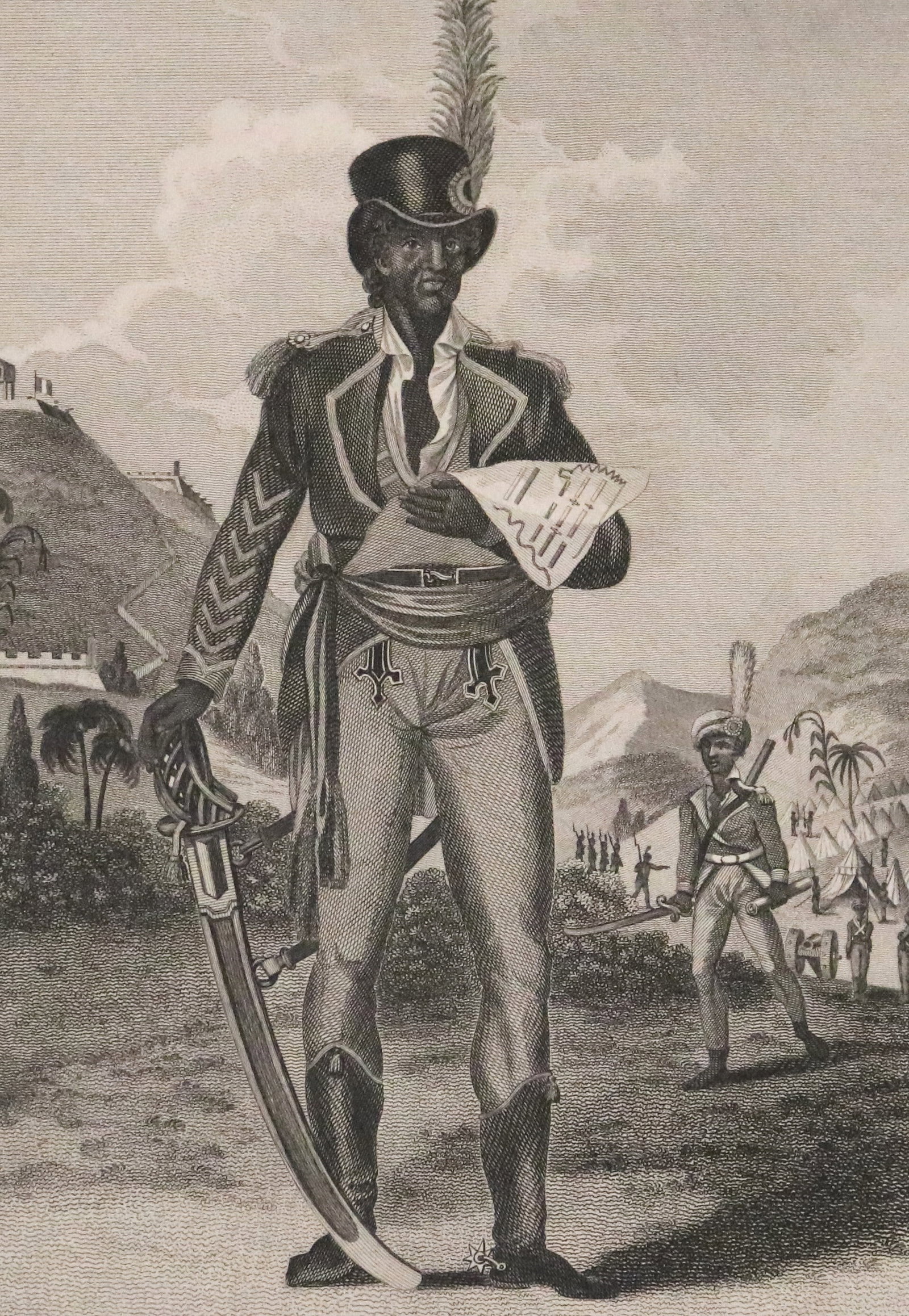 TOUSSAINT L'OUVERTURE, LEADER OF THE HAITIAN REVOLUTION: AN ENGRAVED PORTRAIT 19th century - Image:: TOUSSAINT L'OUVERTURE, LEADER OF THE HAITIAN REVOLUTION: AN ENGRAVED PORTRAIT 19th century A finely detailed period engraving depicting the Haitian revolutionary leader in full military dress, wearing