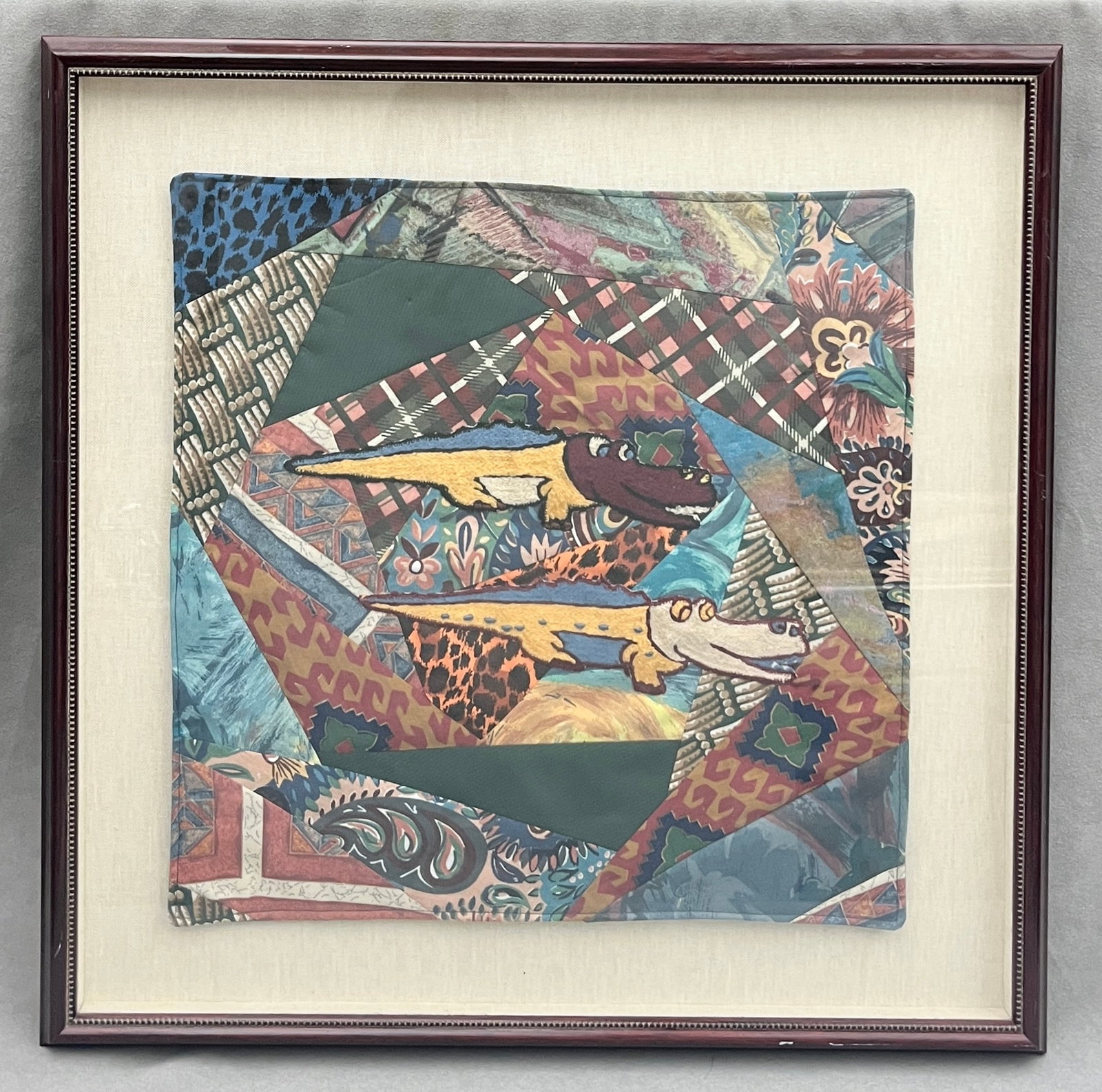 ANTON MBATHA (South African, 20th century). Two Crocodiles, Two Crocodiles" Patchwork & Embroidered (1 of 8)