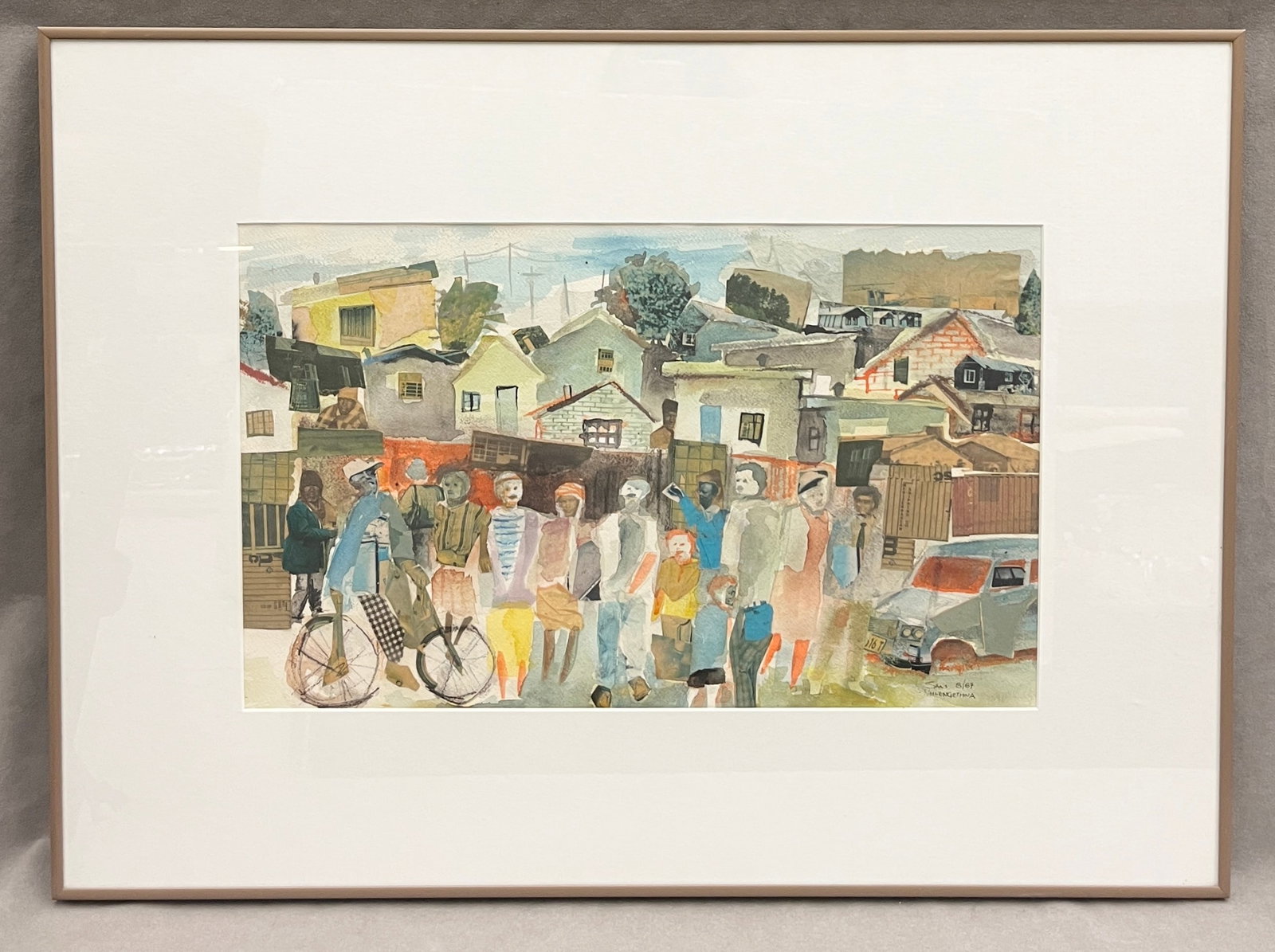 SAM NHLENGETHWA (South African, born 1955). Township Street Scene, 1987, Mixed media on paper., (1 of 11)