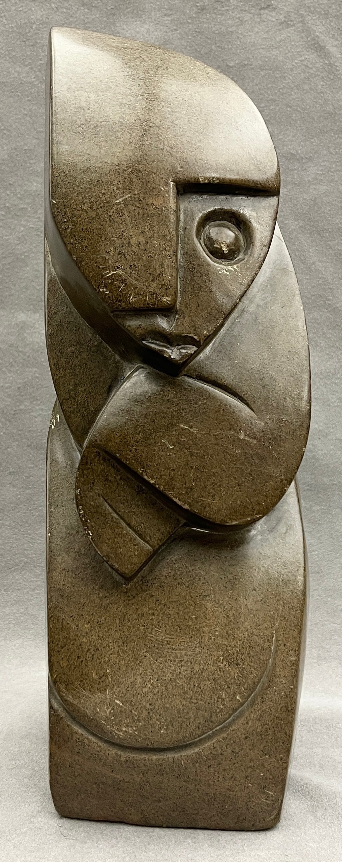 CLOUD MAPETE (Zimbabwean, born 1961). ABSTRACT FIGURE, 1993, verdite stone, height: 12 inches; (1 of 8)