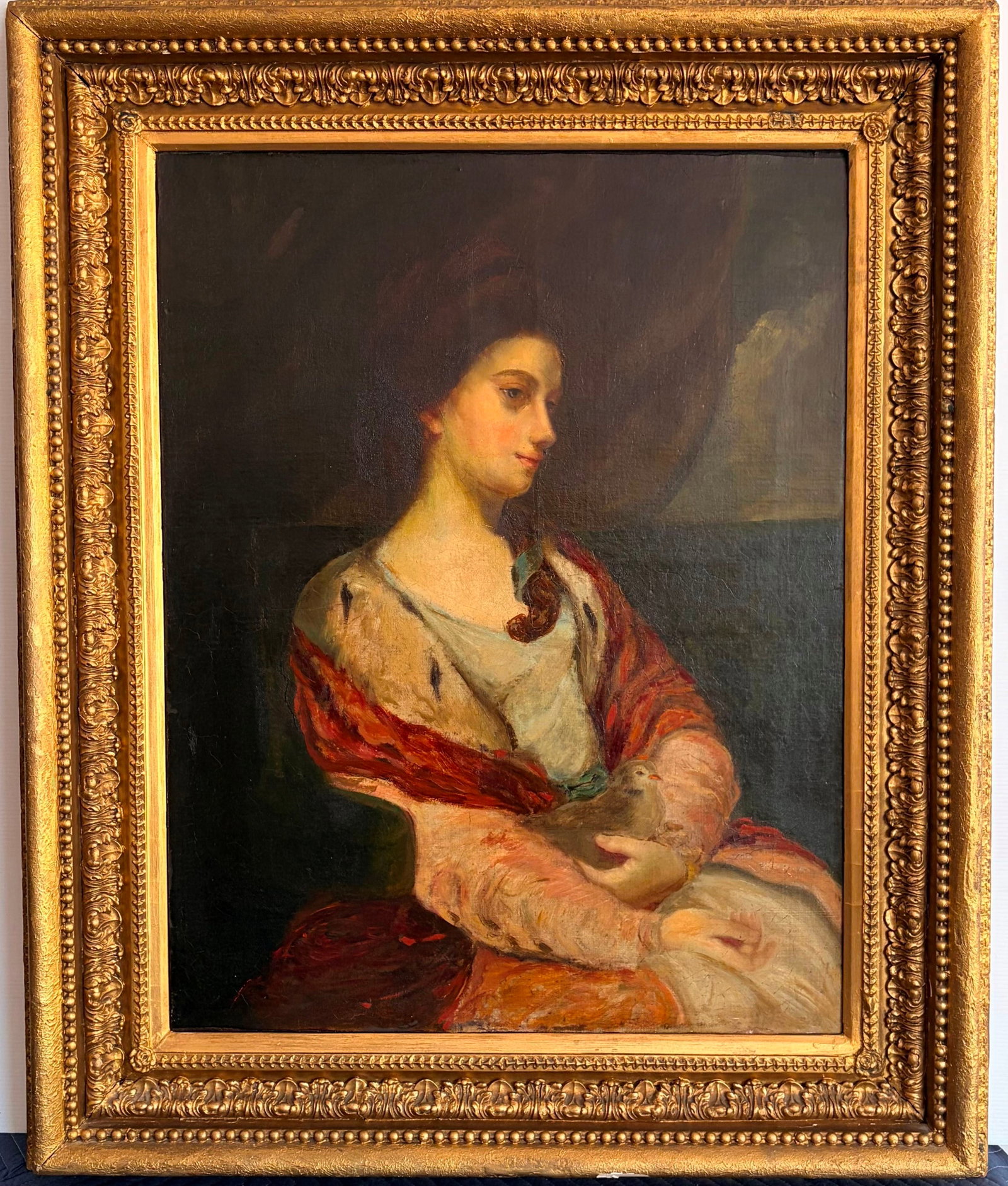 ENGLISH SCHOOL (19th century). Kitty Fisher after Sir Joshua Reynolds, Oil on canvas., 36.5 x 27: ENGLISH SCHOOL 19th century Kitty Fisher after Sir Joshua Reynolds Oil on canvas. An oil painting, after Sir Joshua Reynolds, that depicts the celebrated 18th-century courtesan in three-quarter profil