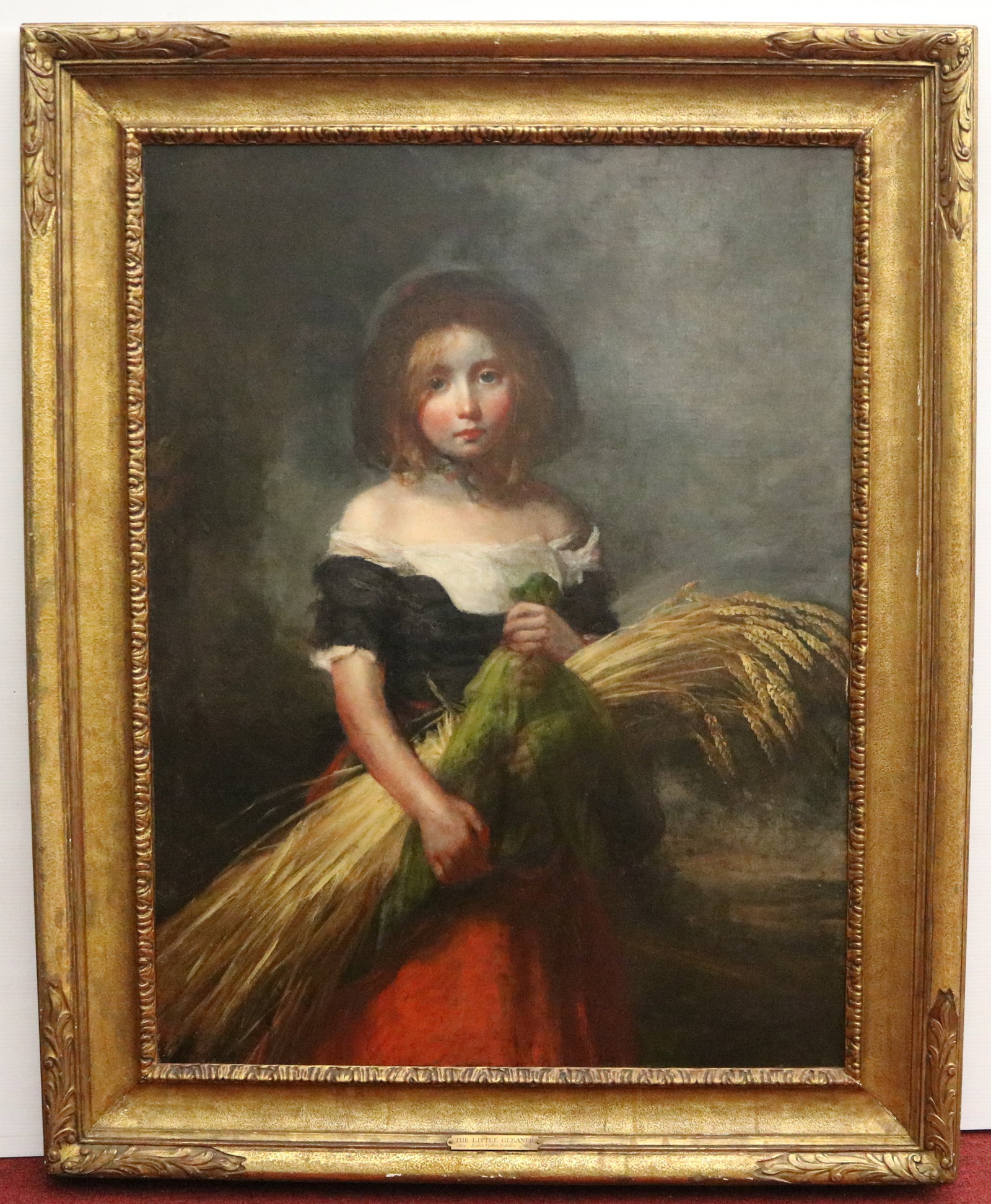 EDEN UPTON EDDIS (ATTRIBUTED) (British, 1812 -1901). Portrait of a Country Girl with Sheaf of Grain,: EDEN UPTON EDDIS (ATTRIBUTED) British, 1812 -1901 Portrait of a Country Girl with Sheaf of Grain Oil on board No visible signature. Rendered in a classical Victorian genre style, this three-quarter po