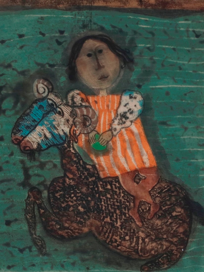 GRACIELA RODO BOULANGER (Bolivian, b. 1935). Pomme et Chevre (Apple and Goat), Limited Edition (1 of 2)