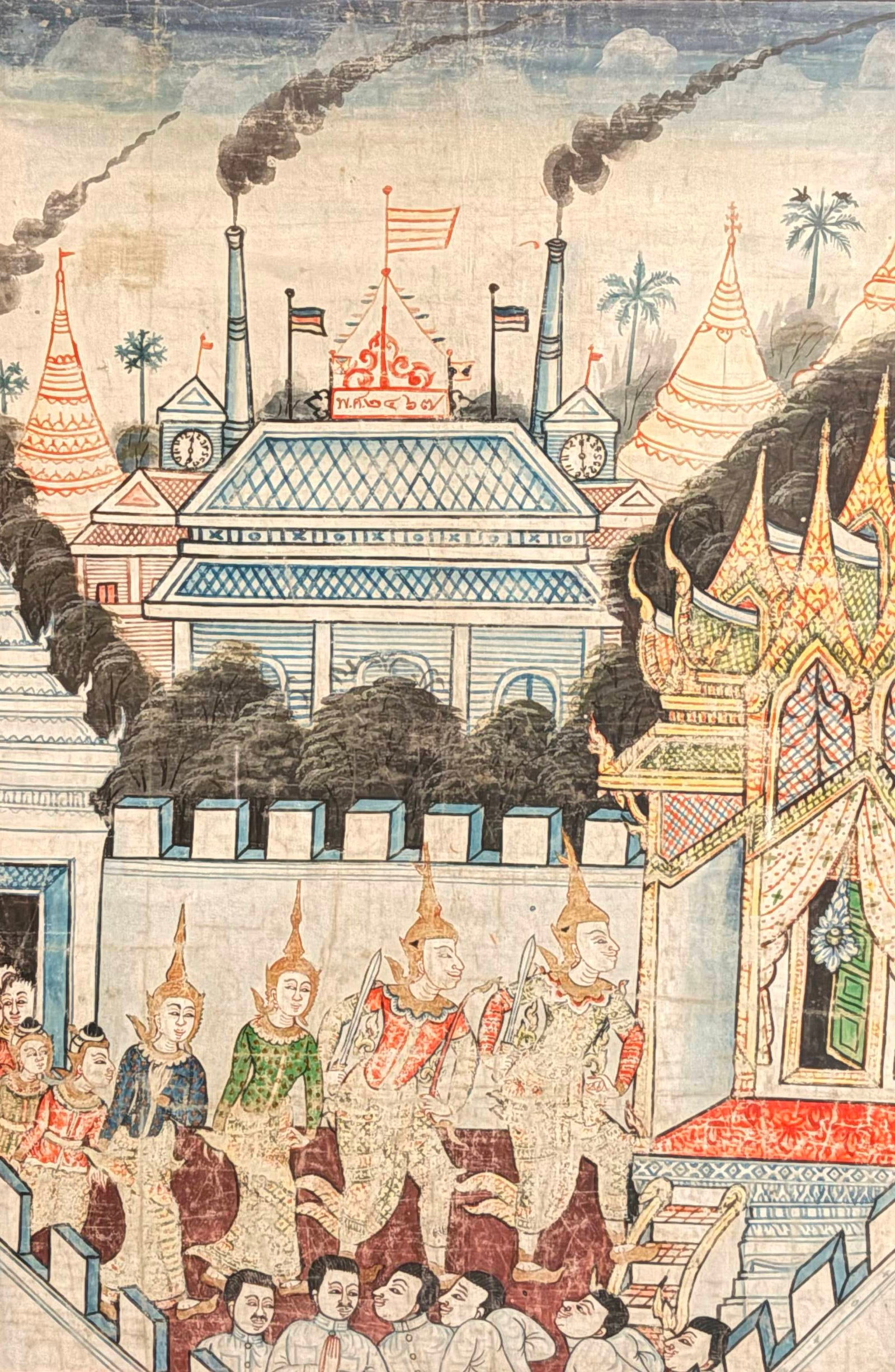 SOUTHEAST ASIAN BUDDHIST HANGING CLOTH FRAMED PAINTING (PHRABOT OR TEMPLE BANNER) DEPICTING (1 of 15)