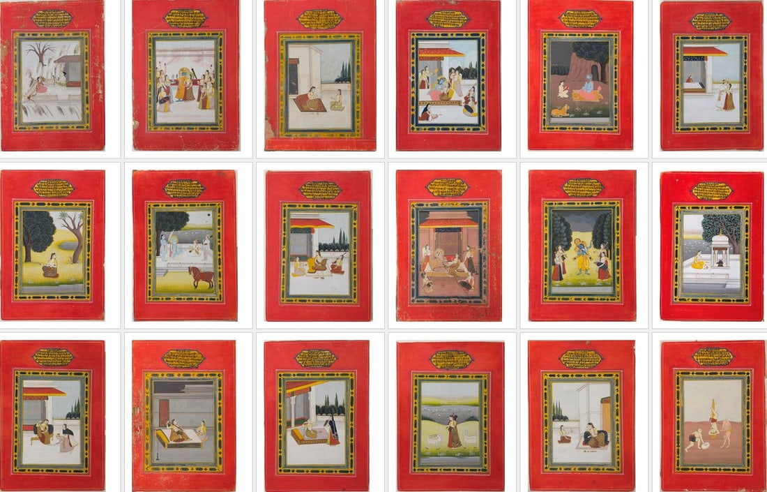 GROUP OF EIGHTEEN RAGAMALA PAINTINGS, RAJASTHAN, late 18th / Early 19th Century - . (1 of 20)
