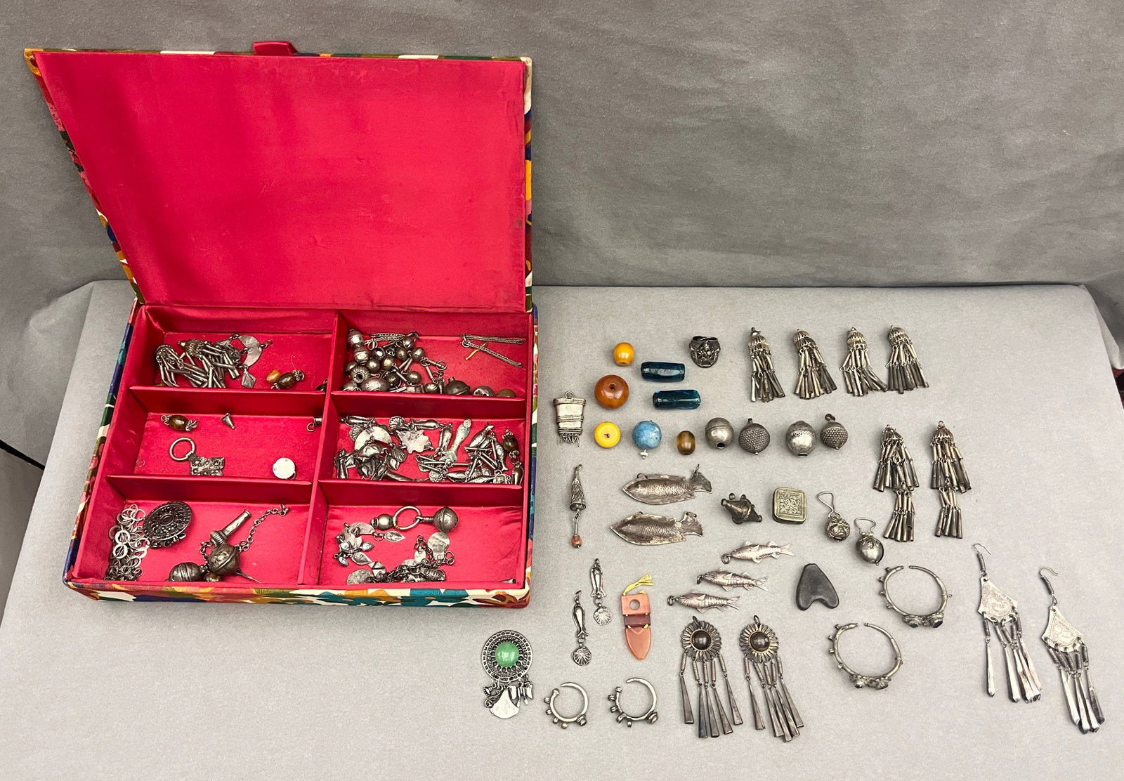 LOT OF TRIBAL / ETHNOGRAPHIC SILVERED JEWELRY - . (1 of 9)