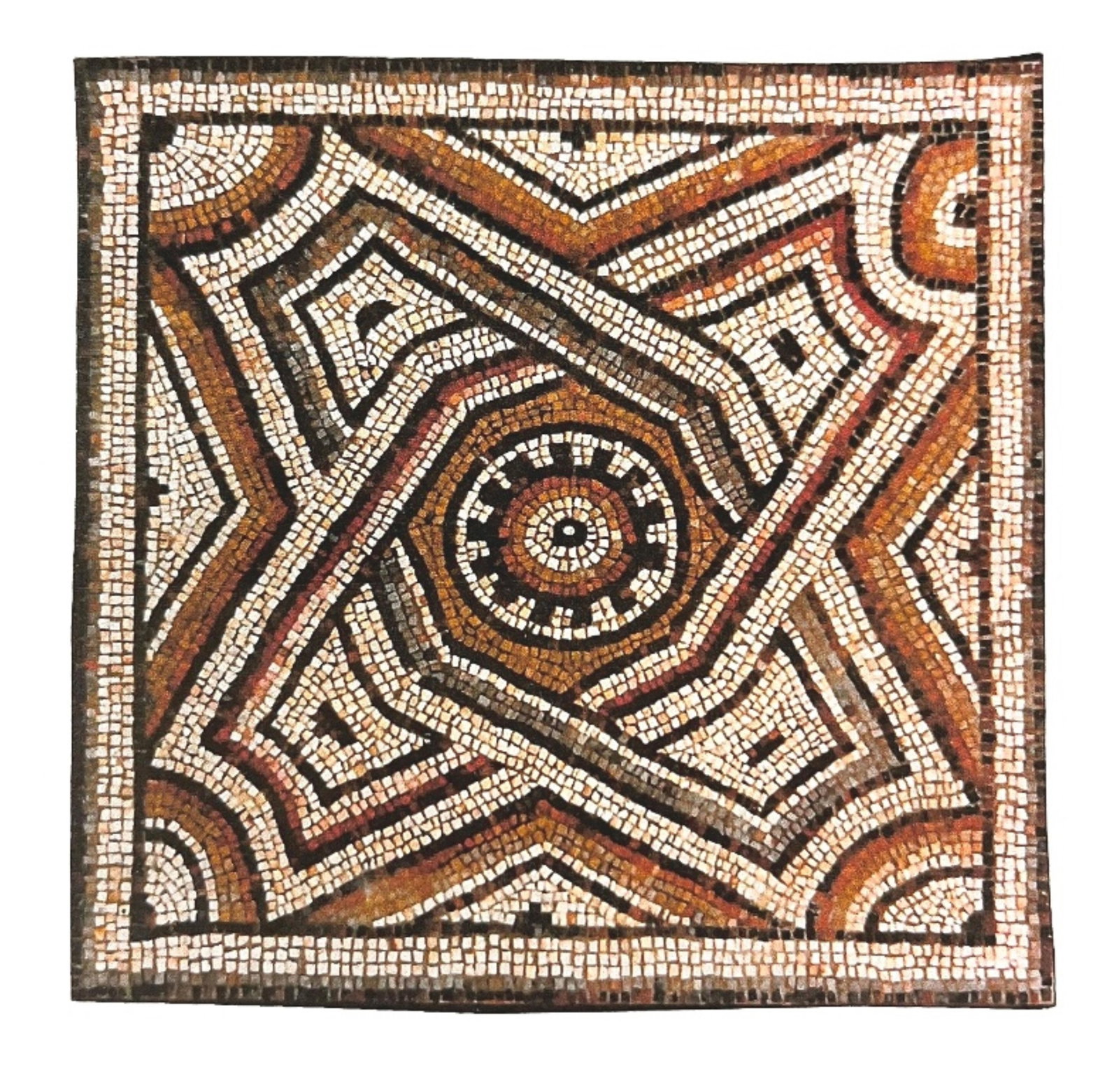 GEOMETRIC ROMAN MOSAIC IN OPUS TESSELLATUM SET IN FRAME AS LOW TABLE 2nd?4th centuries AD - Mosaic: (1 of 20)