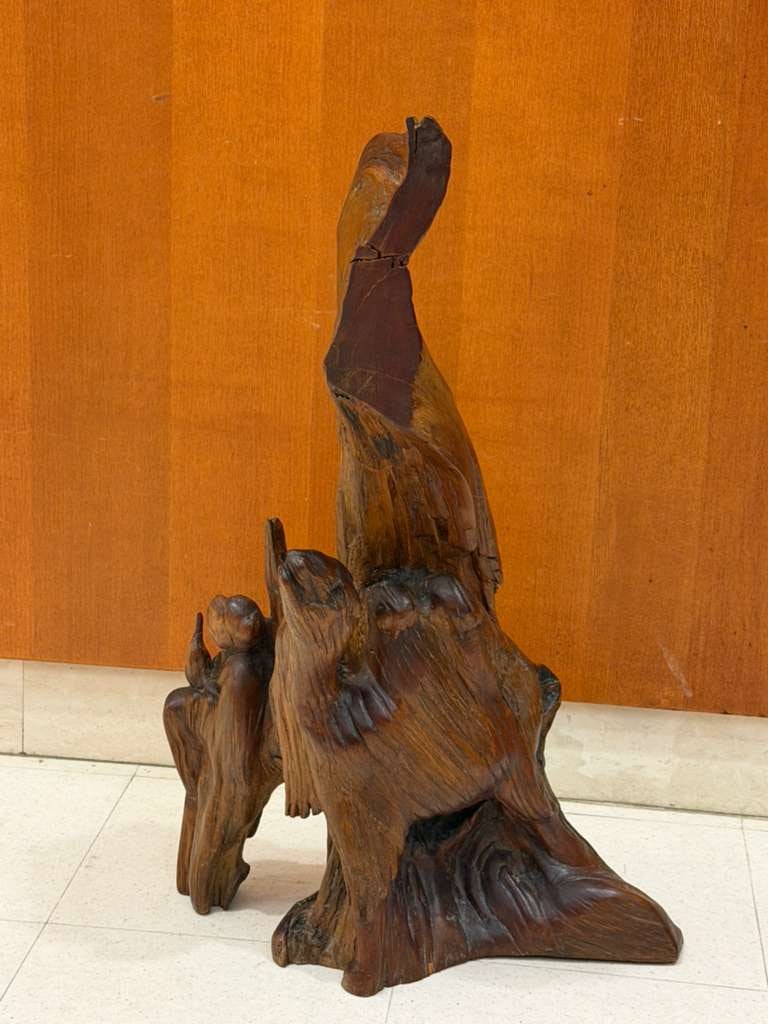 FREEFORM ROOT-WOOD SCULPTURE WITH ABSTRACTED FIGURE AND ANIMAL - Height: 27.5 inches; width: 18 (1 of 14)