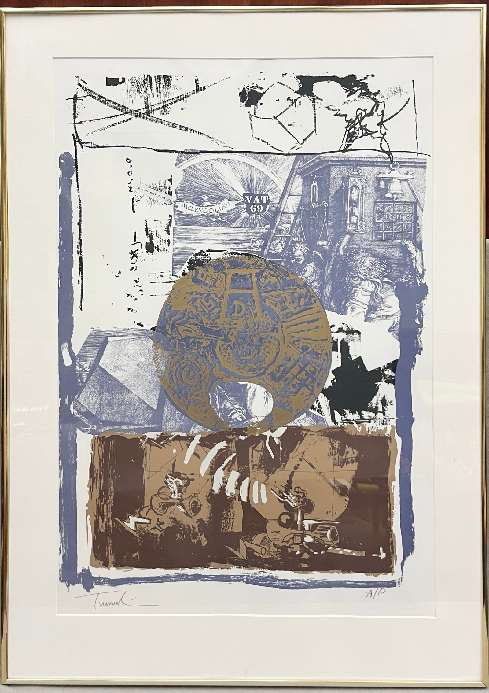 IGAEL TUMARKIN (Israeli, 1933-2021). A Collage of Abstract Forms, Images, Words, and Hebrew: IGAEL TUMARKIN Israeli, 1933-2021 A Collage of Abstract Forms, Images, Words, and Hebrew lettering lithograph A layered pop-art collage signed in pencil "Tumarkin" and inscribed "A/P" (artist's proof)