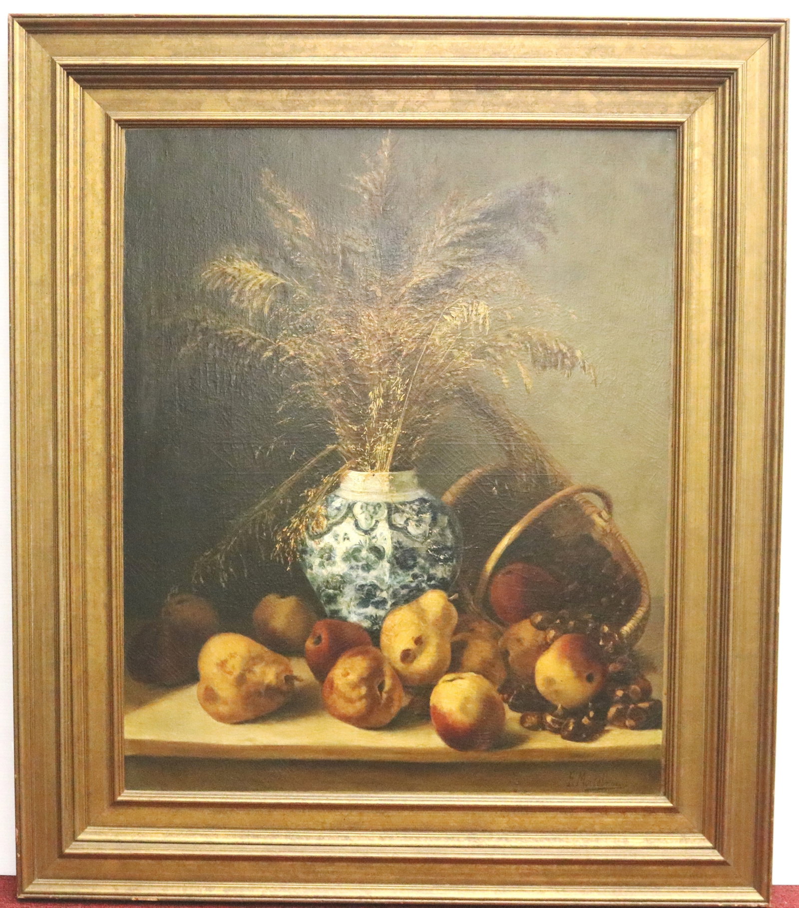 FRANS MORTELMANS (Belgian, 1865?1936). Autumn Harvest Still Life with Pears, Oil on canvas, 34.5 x (1 of 11)