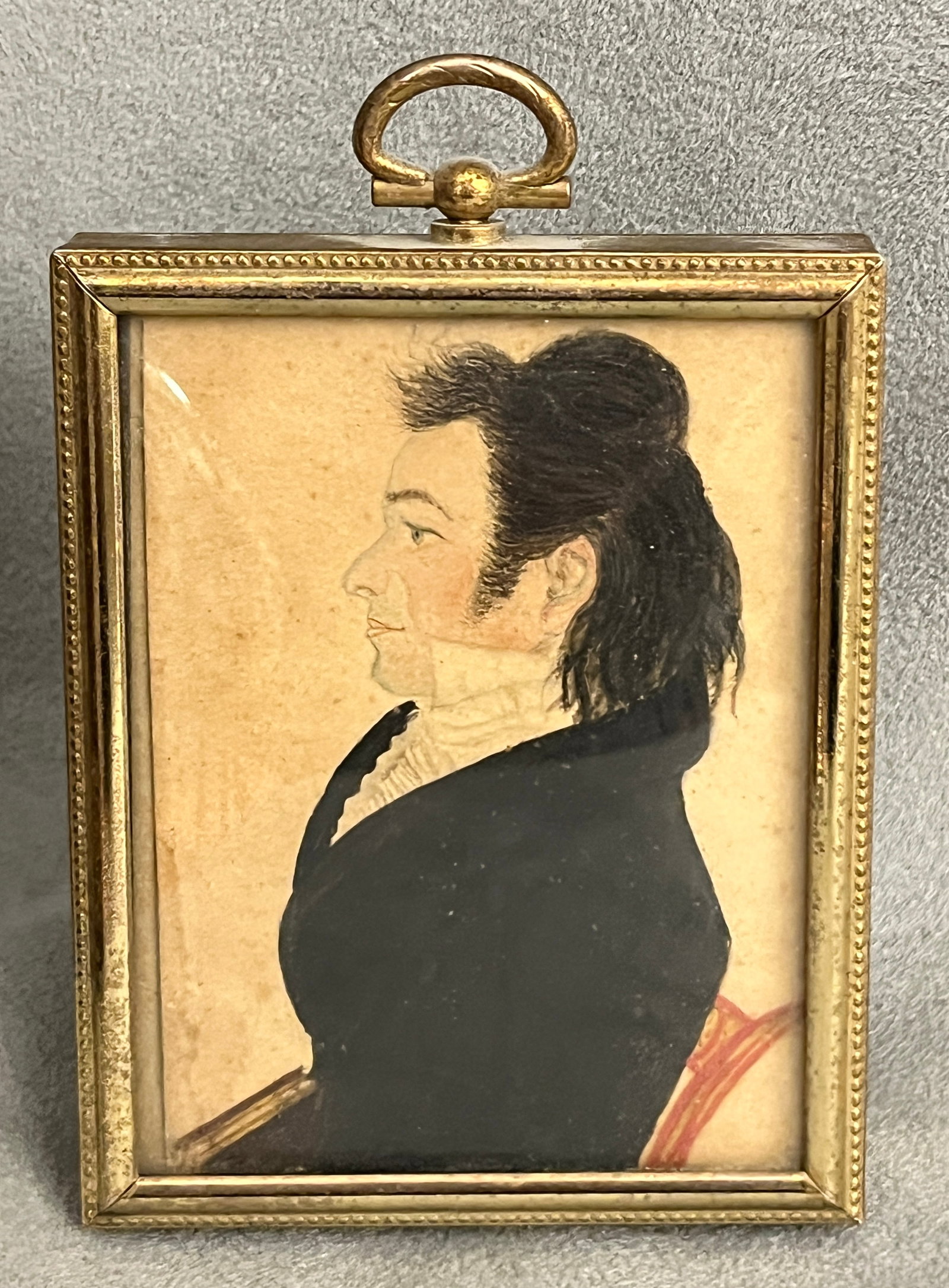 THOMAS SULLY MINIATURE PROFILE PORTRAIT, WITH COLORED HIGHLIGHTS - . (1 of 5)