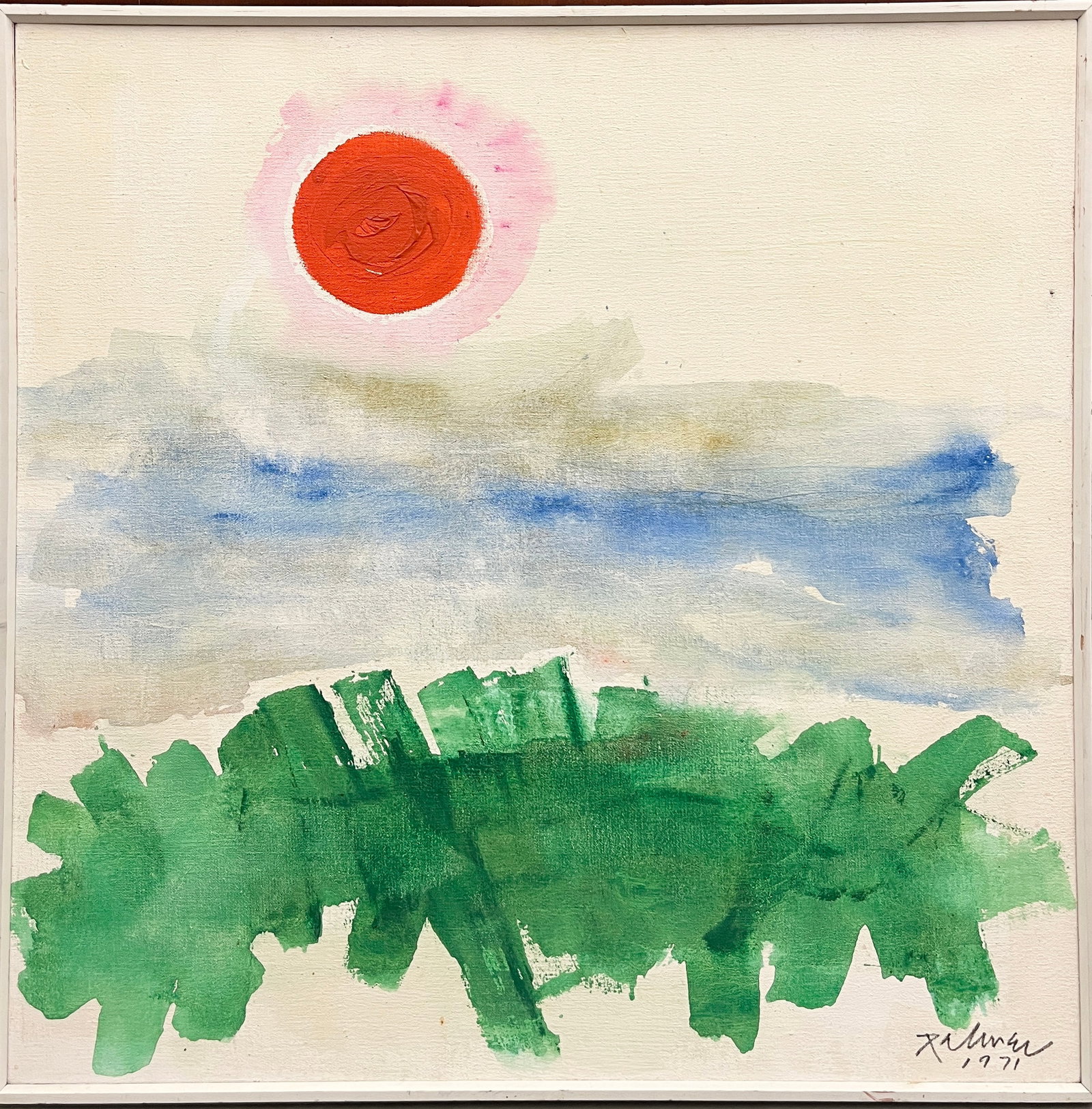 CHARLES LESLIE PALMER (American, 1934-2011). The Imagined Destruction and Demise of Henry's Heat: CHARLES LESLIE PALMER American, 1934-2011 The Imagined Destruction and Demise of Henry's Heat Ducts, 1971 Oil on canvas Signed and dated lower right. Artwork with fluid washes of blue and green with a