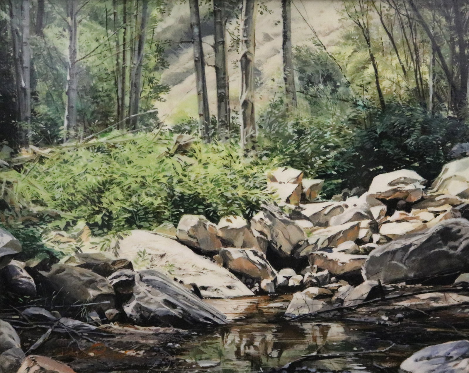 DALE CLIFFORD PECHE (American, 1928-2012). Sunlit Forest Stream at Los Padres National Forest, Oil (1 of 19)