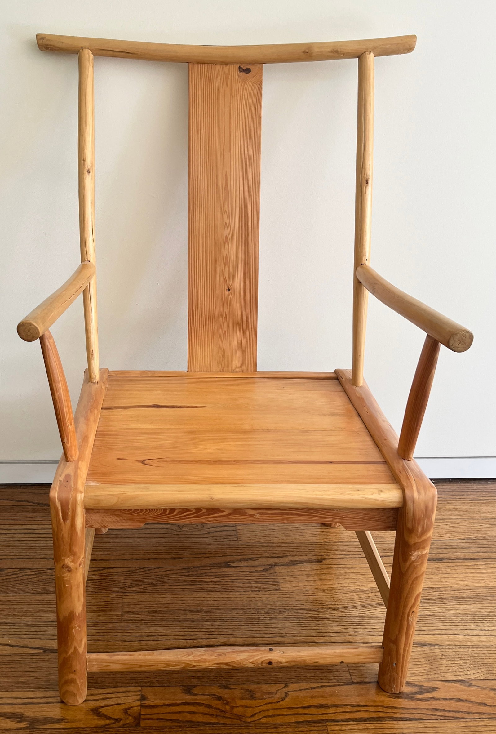PAIR CHINESE PINE OPEN-ARM CHAIRS - . (1 of 13)