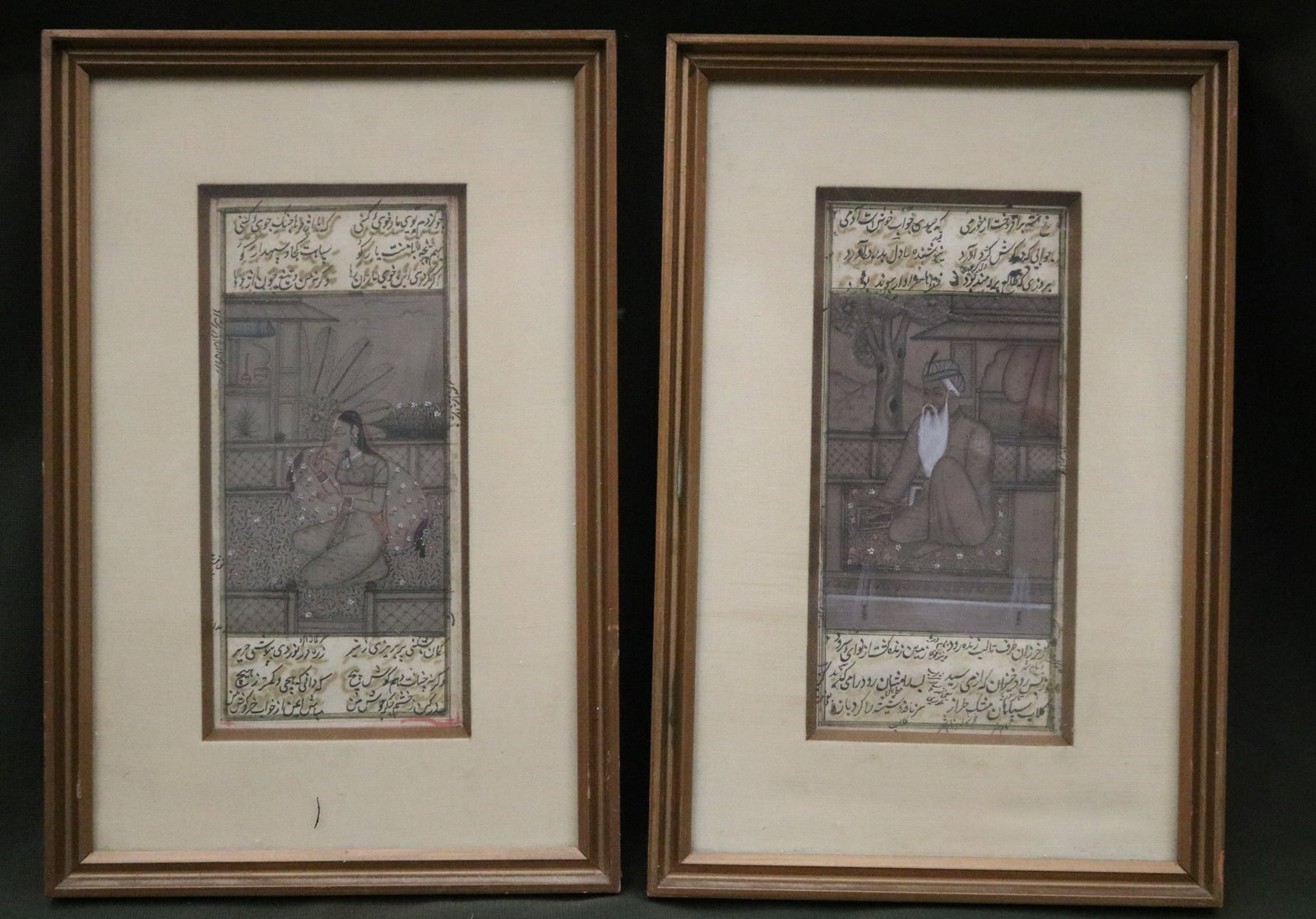 PAIR OF INDO-PERSIAN MINIATURE PAINTINGS WITH PERSIAN VERSE - . (1 of 15)