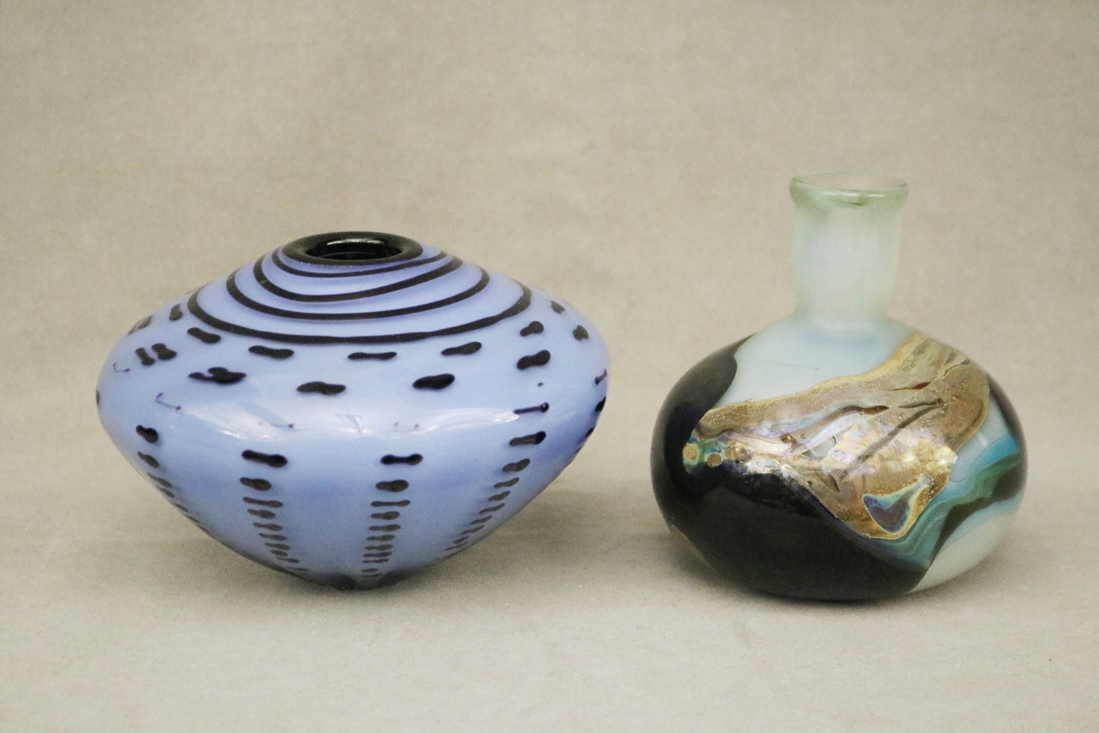 TWO CONTEMPORARY ART GLASS VASES - . (1 of 4)