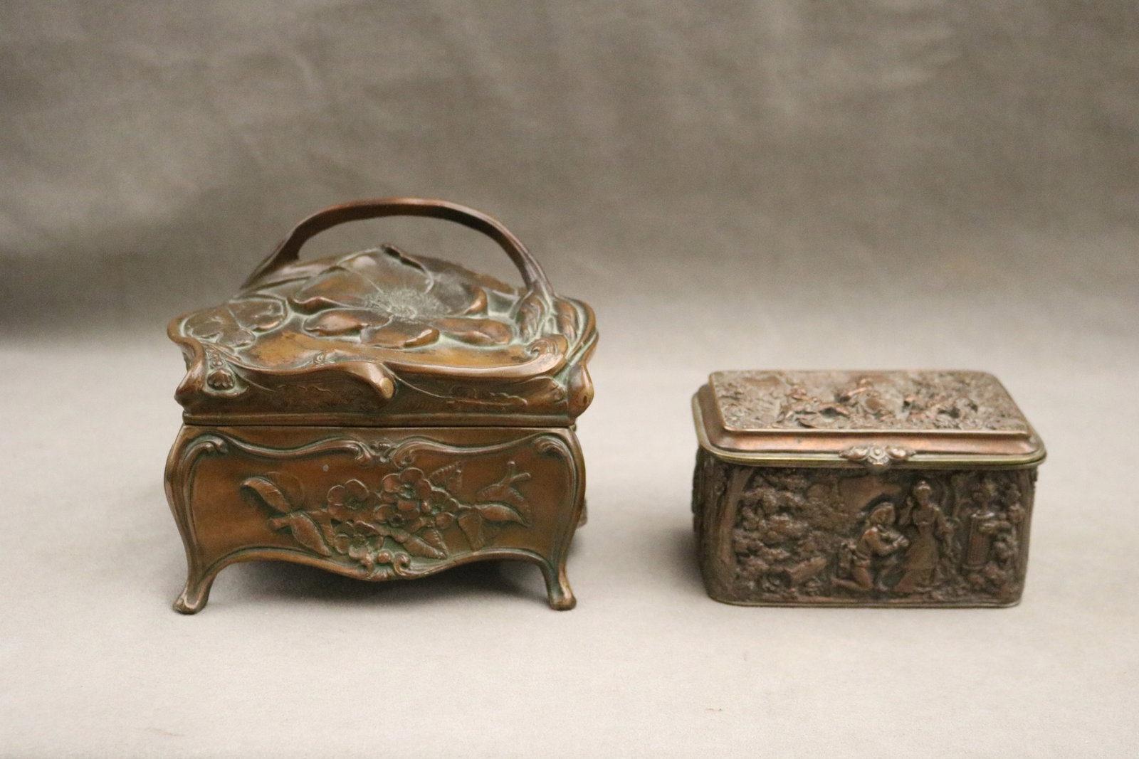 TWO METAL BOXES 19th century - . (1 of 6)