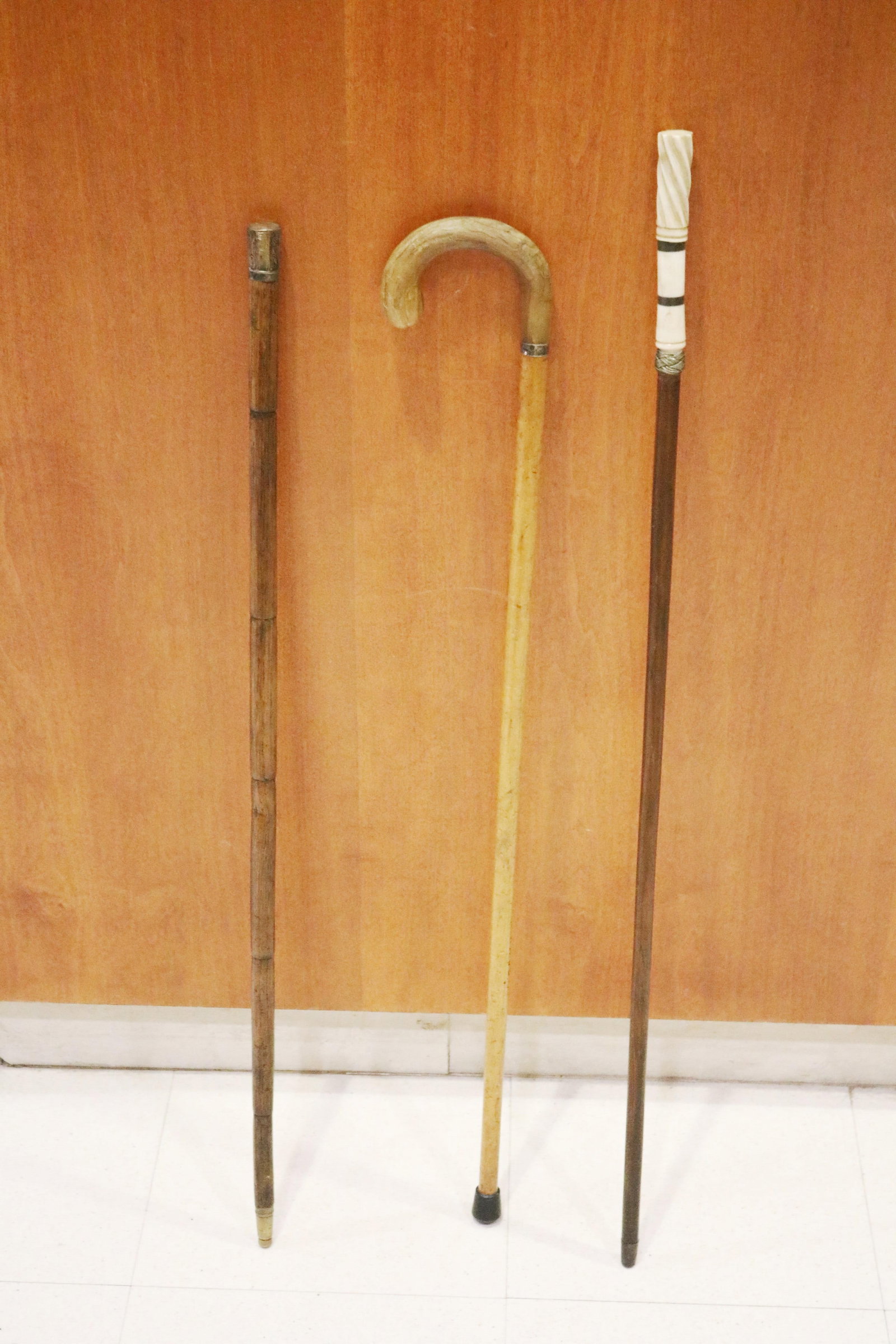 THREE ANTIQUE WALKING STICKS - . - 3