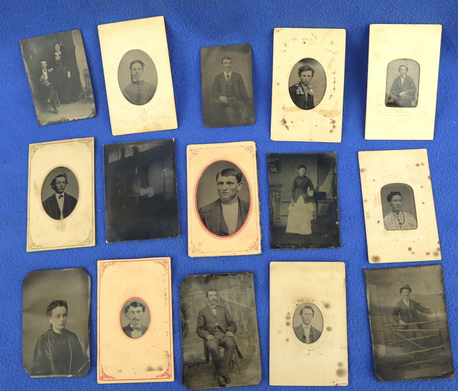 COLLECTION OF FIFTEEN EARLY PHOTOGRAPHIC PORTRAITS ON METAL OR PAPER late 19th century - Largest, 3 (1 of 17)