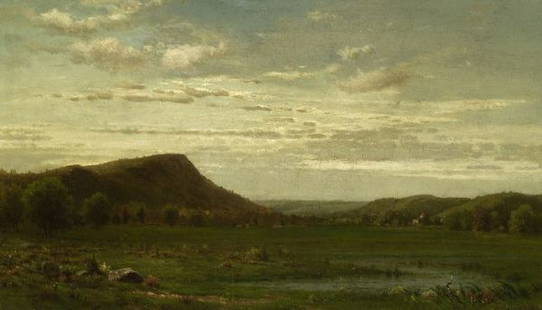 RICHARD WILLIAM HUBBARD (American, 1817: RICHARD WILLIAM HUBBARD (American, 1817-1888). LANDSCAPE, signed and dated 1885, lower right. Oil on canvas - 14 in. x 24 in.