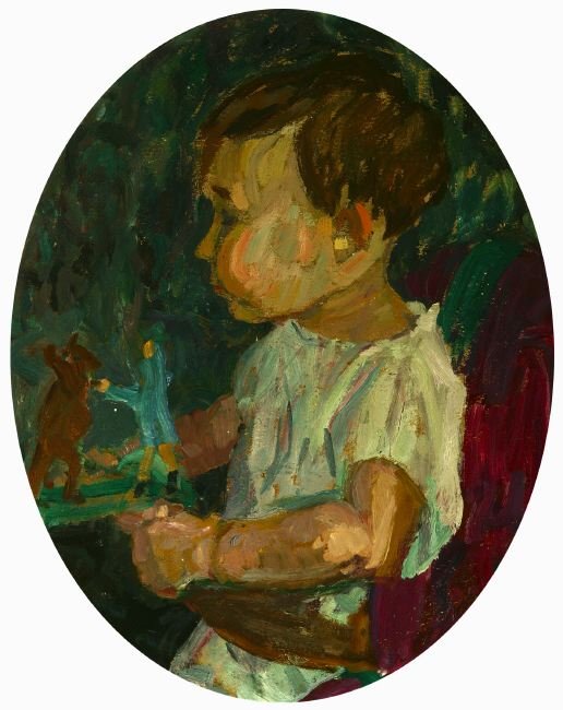 GERMAN SCHOOL, EARLY 20TH CENTURY. PORTRAIT OF A: GERMAN SCHOOL, EARLY 20TH CENTURY. PORTRAIT OF A BOY, oil on board. - Oval: 21 x 17 1/2 in.