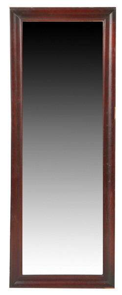 MAHOGANY RECTANGULAR DRESSING MIRROR, 19th century: MAHOGANY RECTANGULAR DRESSING MIRROR, 19th century. Full length plate within molded-edge ogee frame, - 62 in. x 24 in. x 3/4 in.