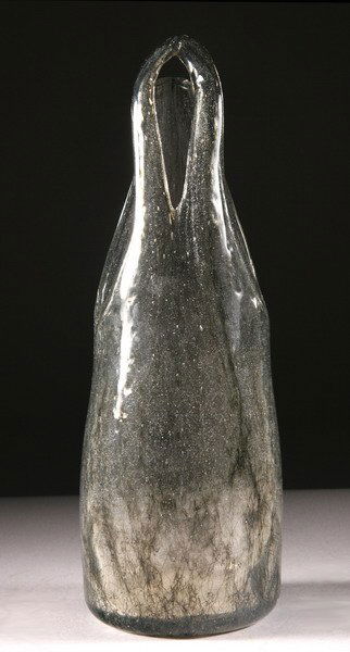 INTERIOR-DECORATED "CREPUSCOLO" GLASS VASE. Ercol: INTERIOR-DECORATED "CREPUSCOLO" GLASS VASE. Ercole Barovier, for Barovier & Toso. Tall clear glass vase interior-decorated with steel wool inclusions - 13 in high.
