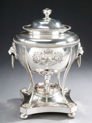 A SHEFFILED PLATE TEA URN, 20th century - 11 1/2 in.