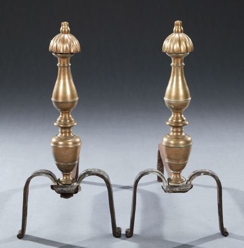 A PAIR OF CONTINENTAL BRASS AND WROUGHT-IRON ANDIR