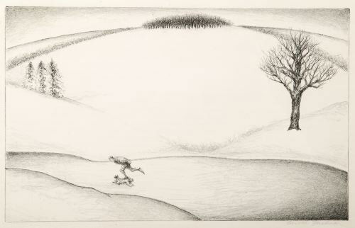 ARNOLD FRIEDMAN (American, 1879-1947). SKATER AND: ARNOLD FRIEDMAN (American, 1879-1947). SKATER AND DOG, signed lower right, Lithograph - Sight size: 9 1/2 in. x 14 1/4 in.