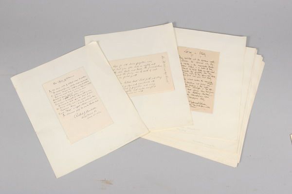 COLLECTION SEVENTEEN MANUSCRIPTS BY AMERICAN POET: COLLECTION SEVENTEEN MANUSCRIPTS BY AMERICAN POETS. circa 1895. Including short poems by Oscar Fay Adams, Anne Reeve Aldrich, Q.G. Auringer, Wallace Bruce, Robert J. Burdette, Clarence Clough Buel, R.