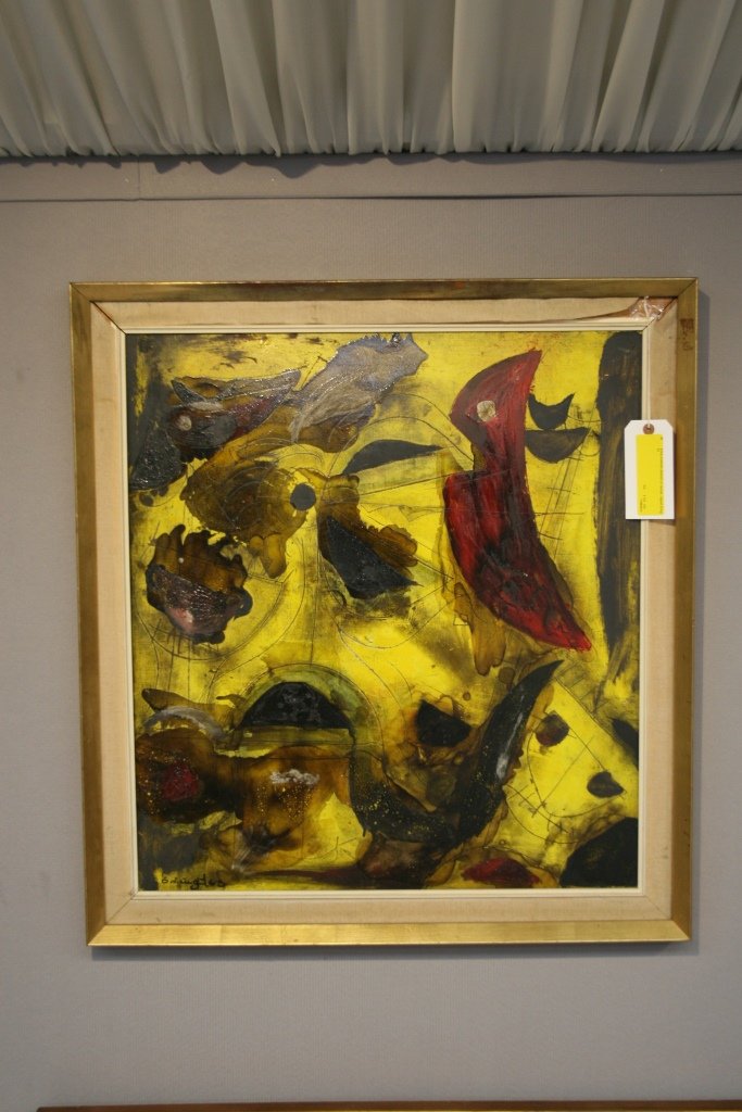 Erling Andersen abstract on canvas - signed Erling 63 8: Erling Andersen abstract on canvas - signed Erling 63 82cm x 75cm