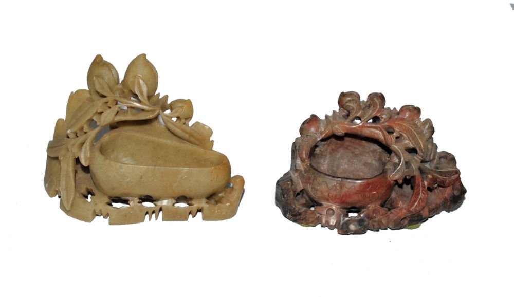 Lot/2 Chinese Soapstone Vessels: Lot of 2 small carved Chinese soapstone vesels. Largest is 4"x3"