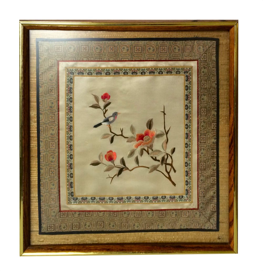 Framed Asian Silk Textile (1 of 2)