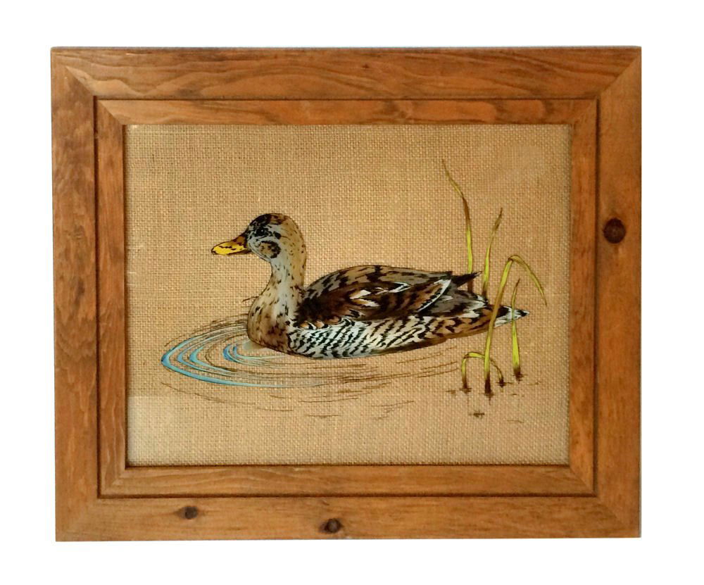 Reverse Painted Duck on Glass (1 of 6)