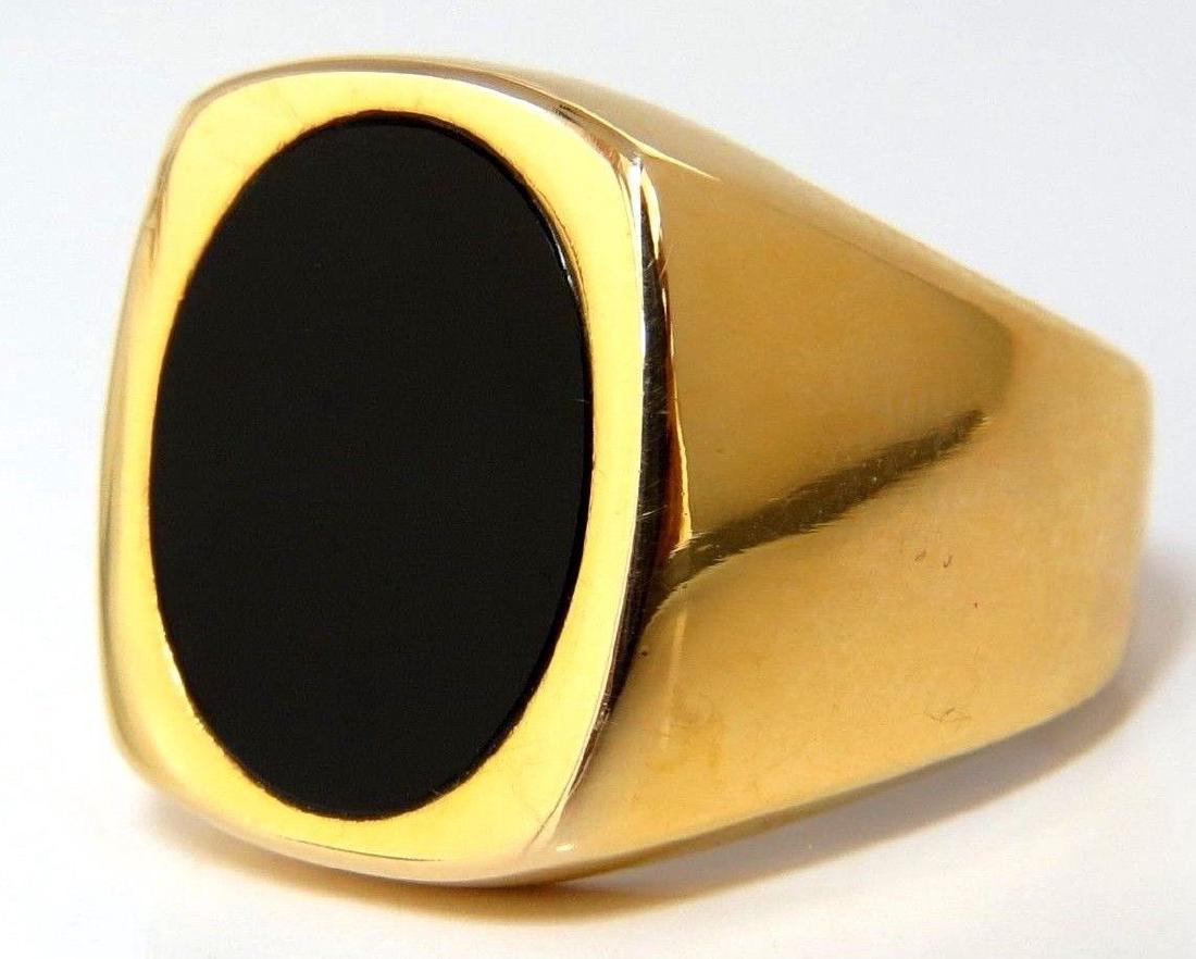 15X11mm NATURAL JET BLACK ONYX MENS RING 14kt. CLASSIC (1 of 6)