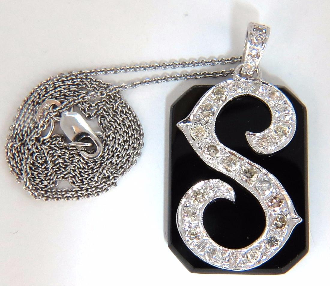 1.30ct natural diamonds onyx victorian necklace initial (1 of 5)