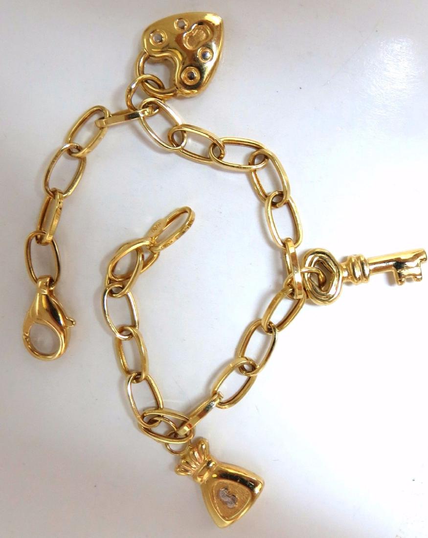 14kt. Gold Heart, Money Bag & Key Charm Bracelet (1 of 7)