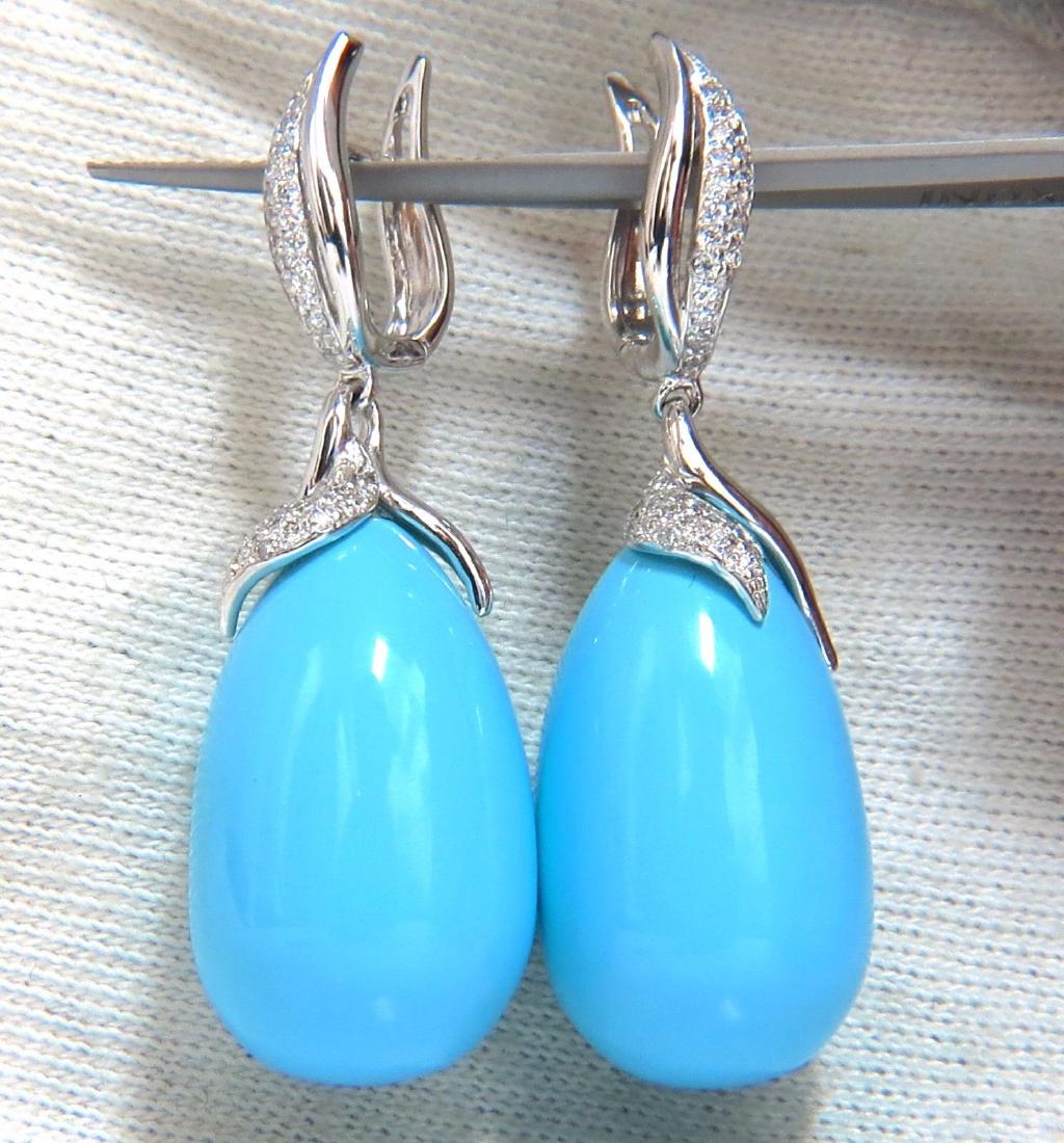 .40ct diamonds Persian Blue Lab Turquoise dangle ear (1 of 5)