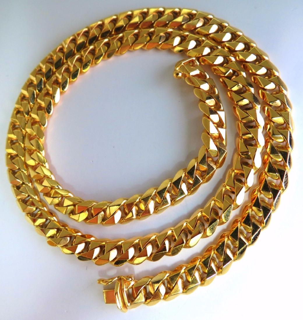 18kt Gold Classic Cuban Link Necklace 16 inch/ 47Gm: Classic Slim Deco Cuban link NecklaceNecklace:16 Inches (wearable length)5.8mm caliber.18kt. yellow gold 47 Grams.double safety locking clasp