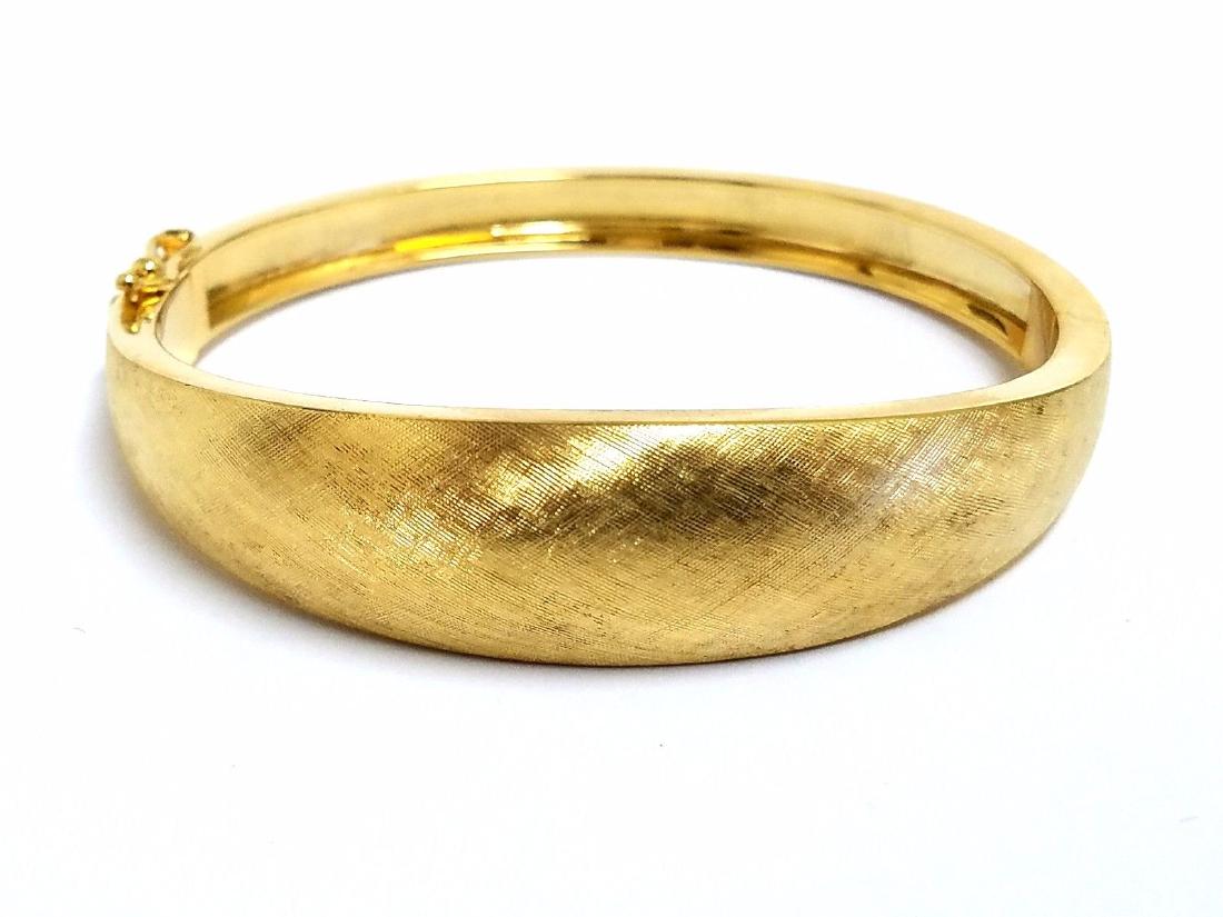 Vintage 14kt Bangle Bracelet Graver Cross Hatch Finish (1 of 7)