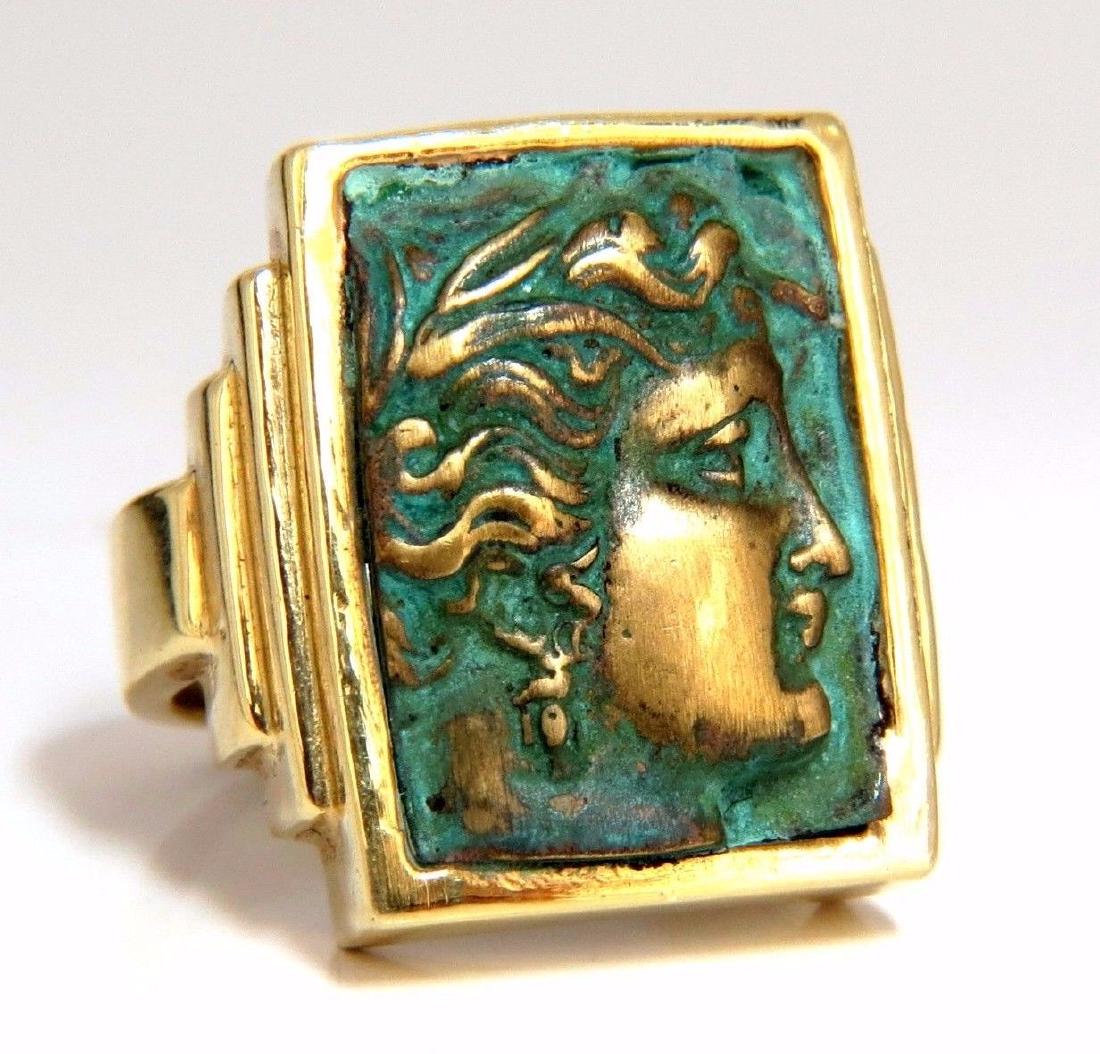 Designer Greek God Rectangular ring 3D Embossed 14kt (1 of 7)
