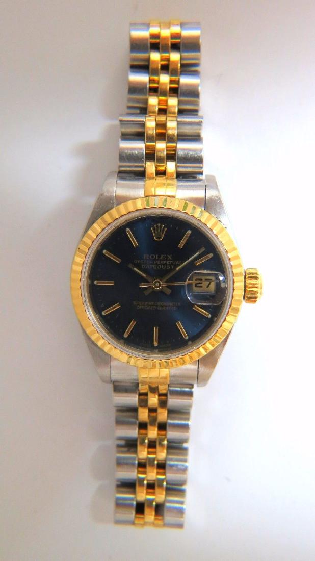 Ladies Blue Rolex Watch Two toned DateJust Jubilee 18kt (1 of 6)