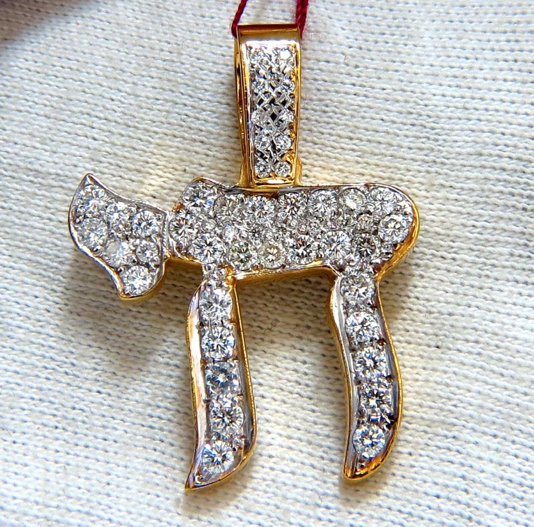 1.37ct round natural diamonds Jewish Chai pendant 18kt (1 of 6)
