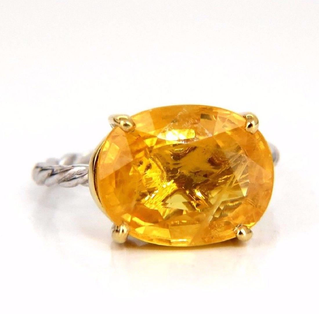 6.95ct Natural yellow sapphire ring 14kt. Braid Shank (1 of 5)