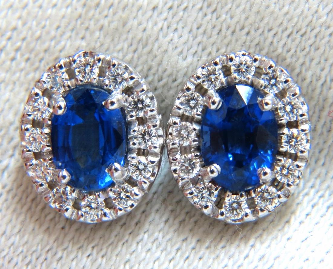 2.40ct Natural Sapphire Diamond Cluster Earrings 18kt P (1 of 5)
